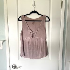 Pink // Mauve Tie Dye Soft & Sexy American Eagle Flowy Tank Top with Tie Front